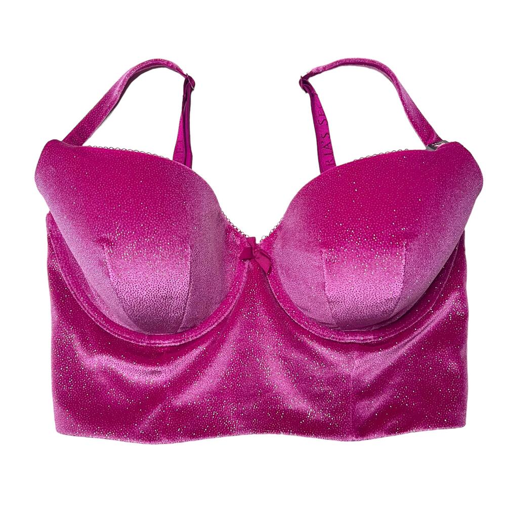 Victoria's Secret Glitter Velvet Body By Victoria Corset Lined Demi Bra Top 34DD